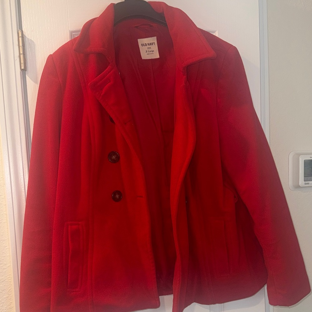 Old Navy Women's Bold Red Pea Coat